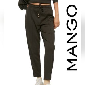 Mango women's Jogger design cropped design elastic waist drawstring Sz S brown